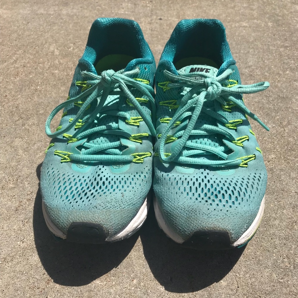 Blue nike zoom running shoes